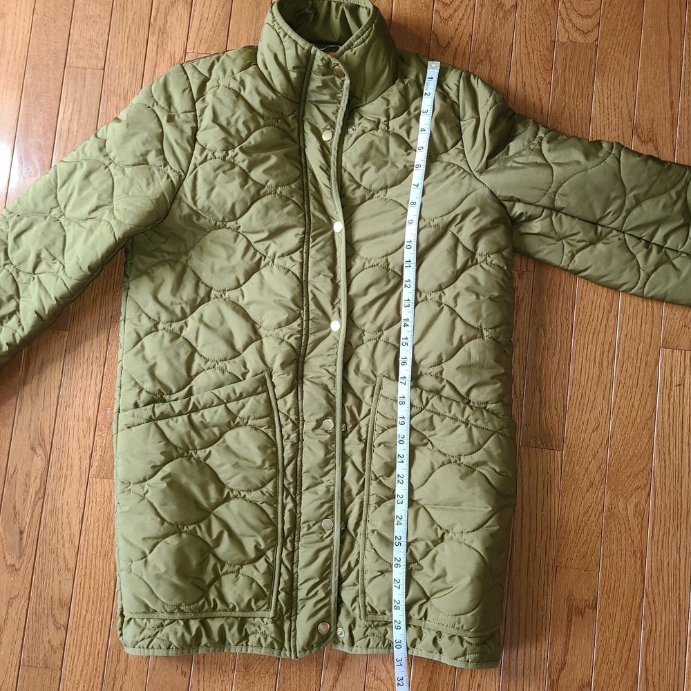J CREW Green Quilted Cocoon Signature Puffer Jacket Women Small Tall Water Repel - Picture 5 of 11